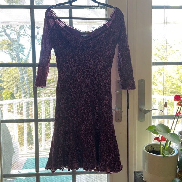 Betsy Johnson 90s Purple Lace Dress - Picture 1 of 2